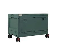 Berry 50 Litre Folding Plastic Storage Box - Green | Collapsible Storage Box with Wheels | Spacious Storage Box with Lids | Heavy Duty Multipurpose Tote Crate