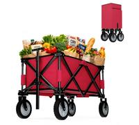 Berry 80KG Festival Trolley - Red | Foldable Utility Wagon with All Terrain Wheels | Collapsible Shopping Cart with Telescopic Handle for Camping, Beach Trips, Gardening & Outdoor Use