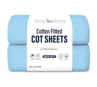 Berry and Bunny 100% Cotton Jersey Cot Bed Sheets Pack of 2, Soft Breathable Baby Cot Sheets 120x60 Fitted, Elasticated Deep Fitted Sheet, Baby Bedding All Seasons