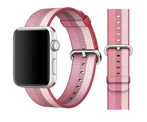 (Berry) Apple Woven Nylon Watch Strap with Buckle 42mm 45mm 44mm