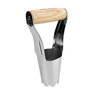 Berry&Bird Stainless Steel Bulb Planter with 4in/10cm Depth Mark, Ergonomic Short Wooden Handle Gardening Tool for Planting Tulips, Daffodils, Lilies, Dahlias, and Other Bulb Plants