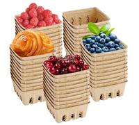 Berry Boxes Cardboard - Pint Berry Container Baskets - Natural Square Grocery Store Strawberry Pulp Fiber Container
