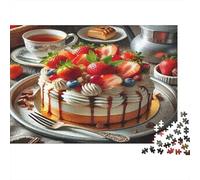 Berry Cake Tea Jigsaw Puzzle 38x26cm 1000 Pieces for Adults Teens Family Game Night Home Wall Decor Birthday Relaxing Indoor Activity