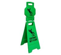 Berry Caution Wet Floor Sign | 100CM Height Slippery Floor Warning Board | Freestanding Foldable Safety Sign for Commercial Use | Double-Sided Plastic Floor Caution Board (Green, Set of 1)