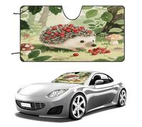 Berry - Collecting Hedgehog Car Windshield Sun Shade - Reflector Sunshade Offers Ultimate Protection for Car Interior, Cool Reflective Sun Blocker Fits Small Sedans, Mini SUVs 55"x30"