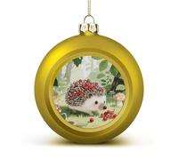 Berry - Collecting Hedgehog Christmas Ball Ornaments - Shatterproof Plastic Vintage Rustic Xmas Tree Decorations Pendant for Family Holiday Wedding Party Xmas Hanging Decoration