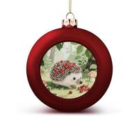 Berry - Collecting Hedgehog Christmas Ball Ornaments - Shatterproof Plastic Vintage Rustic Xmas Tree Decorations Pendant for Family Holiday Wedding Party Xmas Hanging Decoration
