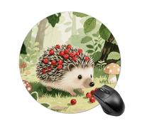 Berry - Collecting Hedgehog Mouse Pad Round Laptop Mouse Mat Cute Computer Mousepad Keyboard Pad Non-Slip Desk Pads for Gaming Office Work Home