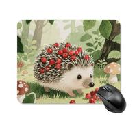 Berry - Collecting Hedgehog Mouse Pad Square Laptop Mouse Mat Cute Computer Mousepad Keyboard Pad Non-Slip Desk Pads for Gaming Office Work Home 20 * 25cm