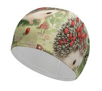 Berry - Collecting Hedgehog Swim Cap for Women Men Swimming Hat Bath Waterproof Pool Caps for Long Thick Curly Hair