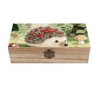 Berry - Collecting Hedgehog Wooden Storage Box Elegant Retro Jewelry Box with Hinged Lid Decorative Keepsake Boxes Decor Handmade Organizer Boxes for Wedding, Party, Gift, Diy Craft, Home Decor