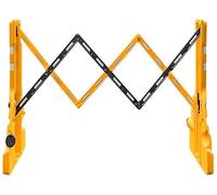 BERRY Expandable Concertina Safety Barrier, Extends to 2.3m - Yellow & Black Heavy-Duty Folding Barrier with Reflective Strips, Fillable Base & Carry Handle - For Businesses, Schools & Public Areas