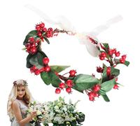 Berry Flower Crown, Christmas Headband Flower Crown, Handmade Boho Floral Fall Flower Wedding Crown, Elegant Wedding Headband for Girls, Photo Props for Fall and Winter, Festive Floral Crown for Weddi