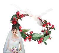 Berry Flower | Holly Berry Leaves Hair Accessories,Handmade Boho Floral Fall Flower Wedding For Wedding Girls Photo Props