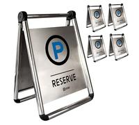 Berry Foldable Stainless Steel Reserved Parking Sign | A Frame No Parking Board for Driveways, Garages, Hotels, Offices | Private Car Park Warning Sign - Set of 5