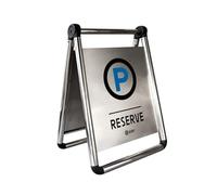Berry Foldable Stainless Steel Reserved Parking Sign | A Frame No Parking Board for Driveways, Garages, Hotels, Offices | Private Car Park Warning Sign - Set of 1