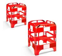 Berry Folding Barrier - Red | Folding Temporary Safety Gates - 4 Sides | Reflective Plastic Fencing Crowd Control Barrier | Safety Barrier for Parking, Manholes & Pedestrian Safety - Set of 2