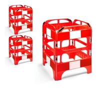 Berry Folding Barrier - Red | Folding Temporary Safety Gates - 4 Sides | Reflective Plastic Fencing Crowd Control Barrier | Safety Barrier for Parking, Manholes & Pedestrian Safety - Set of 3