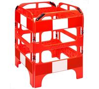 Berry Folding Barrier - Red | Folding Temporary Safety Gates - 4 Sides | Reflective Plastic Fencing Crowd Control Barrier | Safety Barrier for Parking, Manholes & Pedestrian Safety - Set of 1