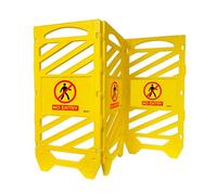 Berry Folding Expandable Barricade Yellow | Portable Collapsible Safety Barrier with Do Not Enter Sign | Foldable Plastic Safety Fence for Construction, Pedestrian Control | No Entry Sign
