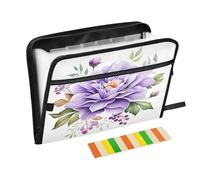 Berry Foliage Watercolor White Accordion File Organizer Portable Expanding File Folder with Safe Zipper & Colorful Labels for Important Document Storage A4 Papers Receipt Letter