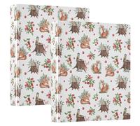 Berry Fox Bird Mushroom 3 D-Ring Binder A4 2 Pack with 200 Sheet for Kids School Supplies Women Men Office