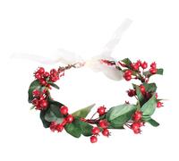 Berry Headband - Flower Wreath with Red Berries, Forest Style Floral Fascinator Headpiece, Boho Wedding Accessory, Festival Hair Tie, Beach and Travel Photo Prop(1 Piece)