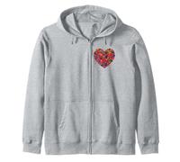 Berry Heart, Cute Summer Strawberry Zip Hoodie