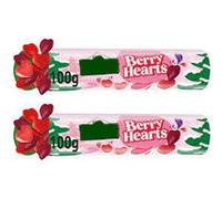 Berry Hearts Sweets Giant Tube, Fruity Flavoured Candy, Strawberry Raspberry Blackcurrant, Heart-Shaped, 100g, Pack of 2