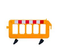 Berry Heavy-Duty 2 Meter Traffic Safety Barrier with Weighted Base - Yellow Crowd Control Barricade with Reflective Red and White Strips, Interlocking Plastic Fence for Road Safety, Construction Site