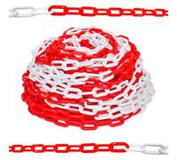 BERRY High Visibility 25 Meter Plastic Chain - Red and White | 6MM Plastic Chain Barrier for Traffic Control and Parking Space Management