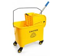 Berry Kentucky Mop Bucket with Wringer | 20L Mop Bucket on Wheels with Handle | Yellow Wringer Trolley with Caution Wet Floor Sign for Cleaning in Restaurants Hospitals Office