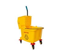 Berry Kentucky Mop Bucket with Wringer | 32L Mop Bucket on Wheels with Handle | Yellow Wringer Trolley with Caution Wet Floor Sign for Cleaning in Restaurants Hospitals Malls