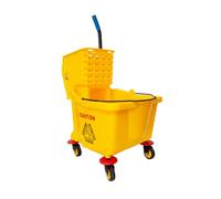 Berry Kentucky Mop Bucket with Wringer | 36L Mop Bucket on Wheels with Handle | Yellow Wringer Trolley with Caution Wet Floor Sign for Cleaning in Restaurants, Hospitals, Malls