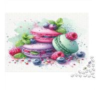 Berry Macaron Stack Jigsaw Puzzle 38x26cm 1000 Pieces for Adults Teens Family Game Night Home Wall Decor Birthday Relaxing Indoor Activity