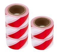 Berry Non-Adhesive Barrier Tape - Red & White | 100 Meter x 3 Inch Warning Tape Roll | Hazard Safety Tape for Marking Boundaries, Caution Zones, Construction & Restricted Areas - Set of 5
