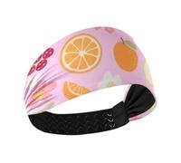 Berry Orange Pear Floral Texture Pink Non-Slip fabric headbands Stretchy sweaty bands for basketball Gym Football Gym