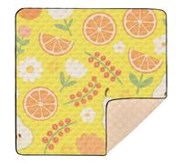 Berry Orange Pear Floral Texture Yellow Large Stylish Baby Girl Play mat for Indoor Outdoor 1-Piecing Foldable Baby Crawling Mat for Babies Infants Toddlers, 50'' x 50''para juegos de