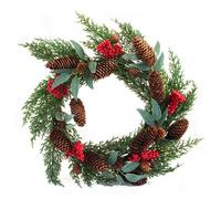 VFM e-Store - Berry Pine Wreath Christmas Decoration X 1 Stocking Filler Xmas Present Celebration Festive Winter Ornaments - 40cm Red