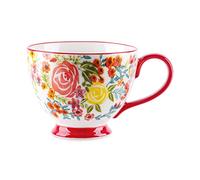 Berry President Hand-Painted Floral Pattern Ceramic Mugs 15 OZ, Large Cups for Milk, Coffee,Cappuccino, Tea, Cocoa, Breakfast Oatmeal Cups (Red Rose)