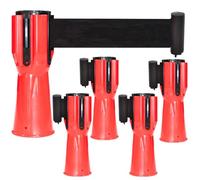 Berry Retractable Traffic Cone Belt - 3 Meter | Black Belt Barrier Tape for Cones | Cone-Mountable Emergency Warning Belt | Retractable Cone Topper for Events, Parking Lots, Warehouses - 5 Pcs