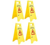 BERRY Set of 4 Caution Wet Floor Sign - Slippery Floor Warning A Board - Two Side Foldable Type A Slippery Floor Sign - Freestanding Warning Sign for Businesses, Hotels, Malls, Restaurants