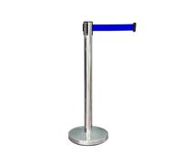 Berry Stanchion Post with 3 Meter Blue Retractable Belt | Stainless Steel Crowd Control Barrier | Safety Queue Barrier for Crowd Management in Events, Retail, Exhibitions, Business Spaces - 1 Post