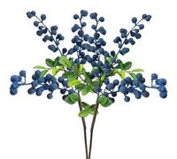 Berry Stems 2Pcs Simulation Flowers Lifelike Artificial Blue Berries with Stems for Valentine's Day Wedding DIY Bridal Bouquet Home Decoration Berry, Blue Berries, Blueberry Decor, Artificial