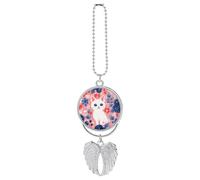 Berry Style and Cat Car Pendant, Rear View Mirror Hanging Ornament, Auto Decor for Rearview Mirror, Keychain Silver-Style