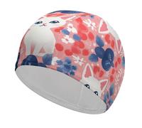 Berry Style and Cat Swim Cap for Adult, Elastic Fabric Swimming Cap, Comfortable Bathing Cap for Long & Short Hair