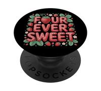 Berry Themed Four Ever Sweet Fourth Birthday Fun PopSockets Adhesive PopGrip