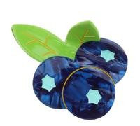 Berry Tone Fruit Hair Claw Clip, Acetate, Non Slip Grip | Matte Blue Hue, Quick Secure Fastening, Breakage Prevention, Cute Girly Accessory for Formal or Casual Events