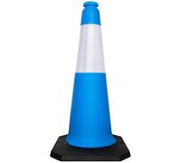 Berry Traffic Cone 1000MM Blue with Black Rubber Base | High Visibility Reflective Safety Cone | PPC Road & Parking Traffic Control Cone | Wind Resistant Outdoor Construction Cone