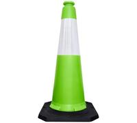 Berry Traffic Cone 1000MM Green with Black Rubber Base | High Visibility Reflective Safety Cone | PPC Road & Parking Traffic Control Cone | Wind Resistant Outdoor Construction Cone